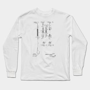 Fishing Tackle Vintage Patent Hand Drawing Long Sleeve T-Shirt